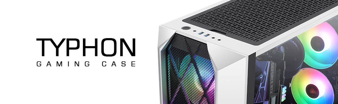 Segotep Typhon ATX White Mid Tower PC Gaming Tempered Glass Computer Case